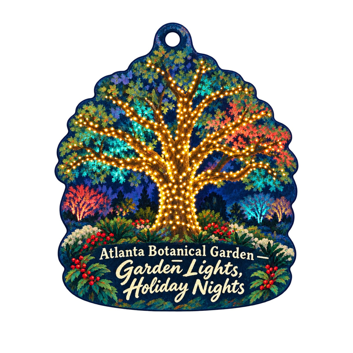 Atlanta Botanical Garden Christmas custom wood ornament OC543 on white
