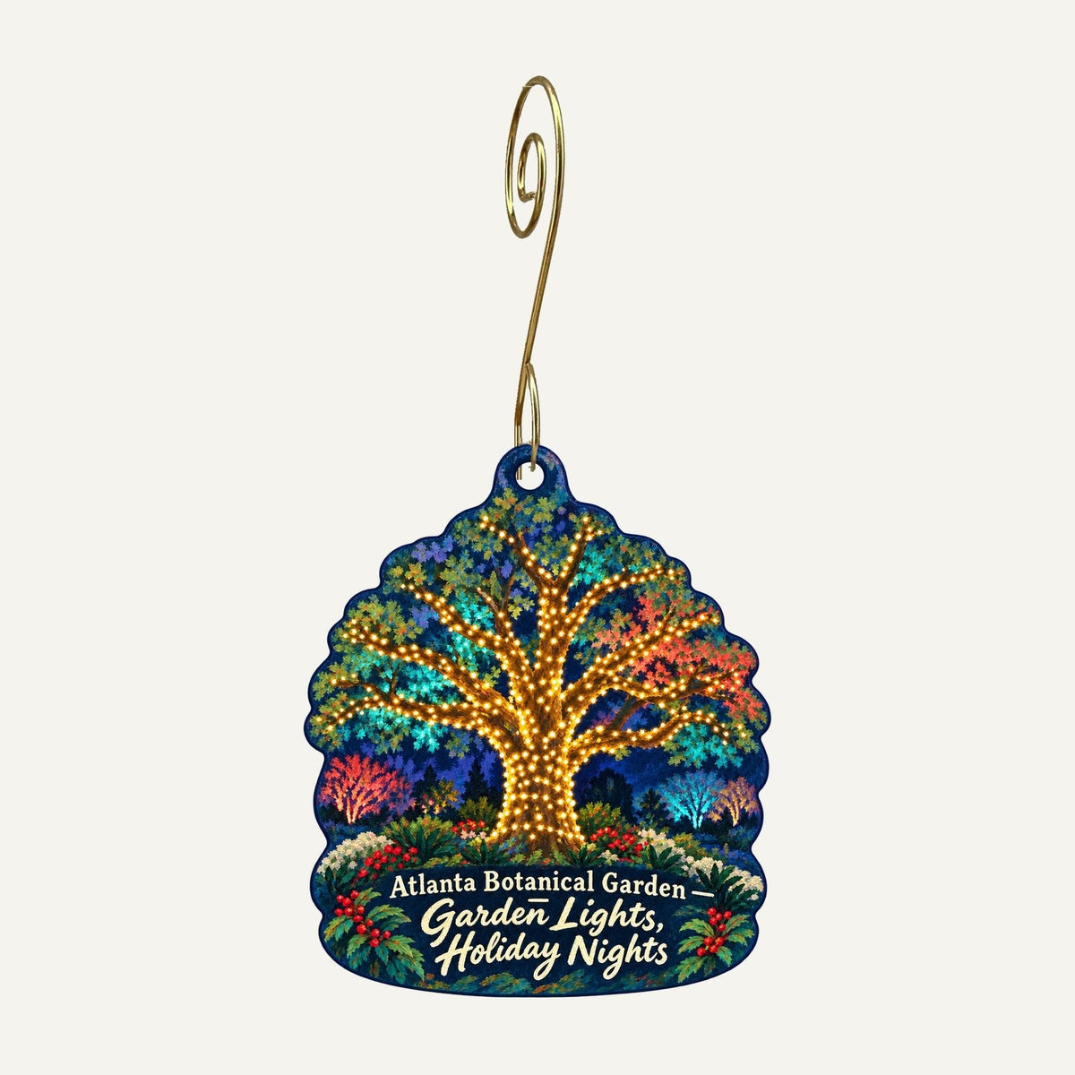 Atlanta Botanical Garden Christmas custom wood ornament OC543 hanging on hook