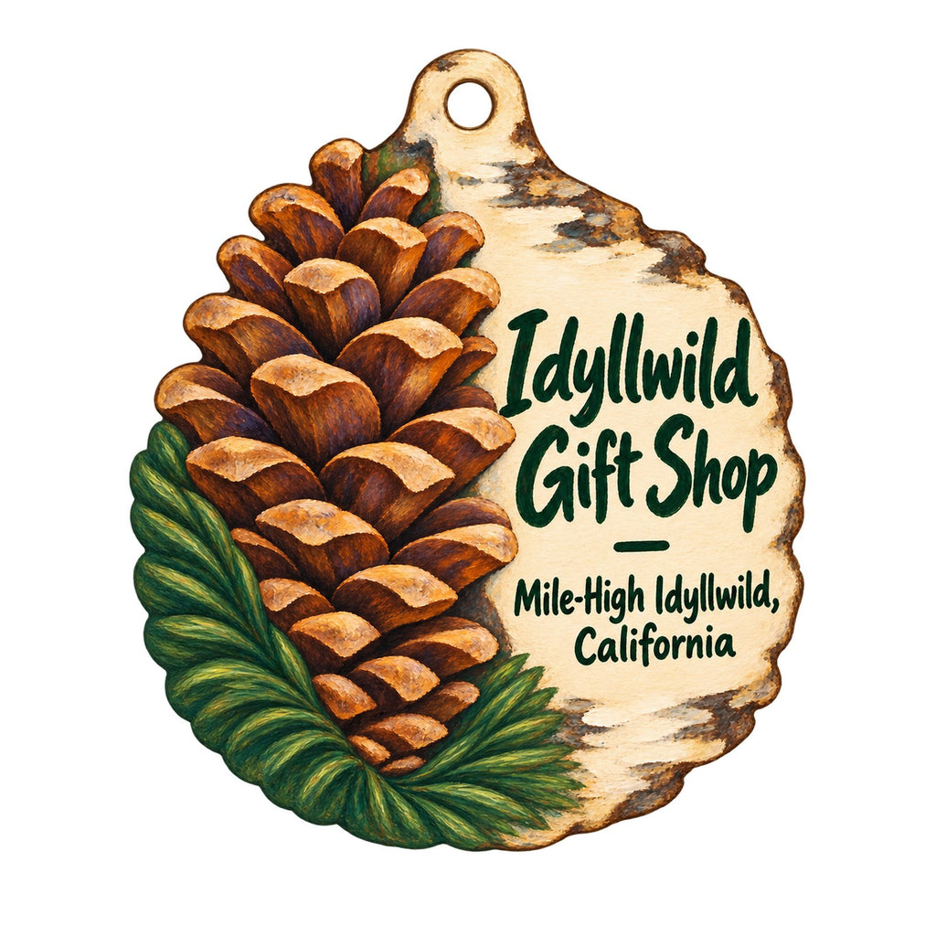 Idyllwild Gift Shop Logo custom wood ornament OC545 on white