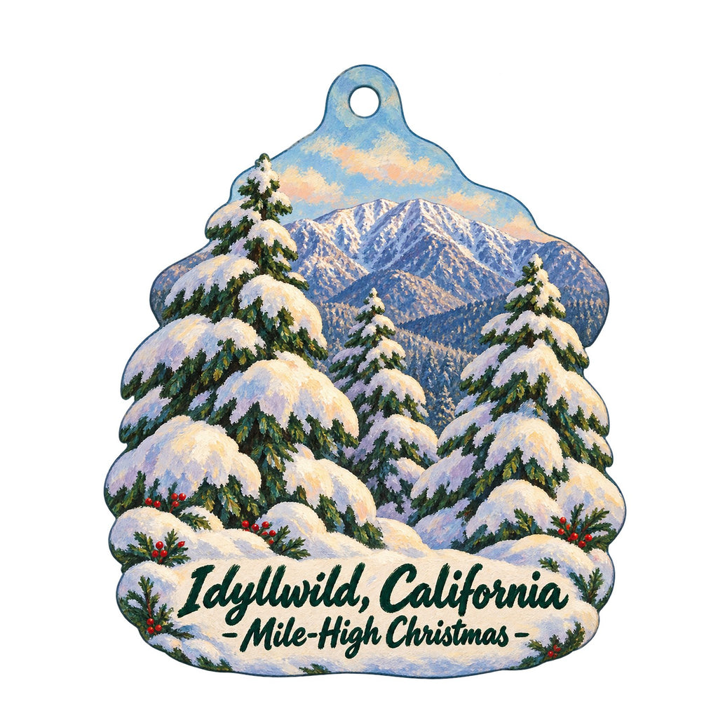 Idyllwild Gift Shop Christmas custom wood ornament OC546 on white