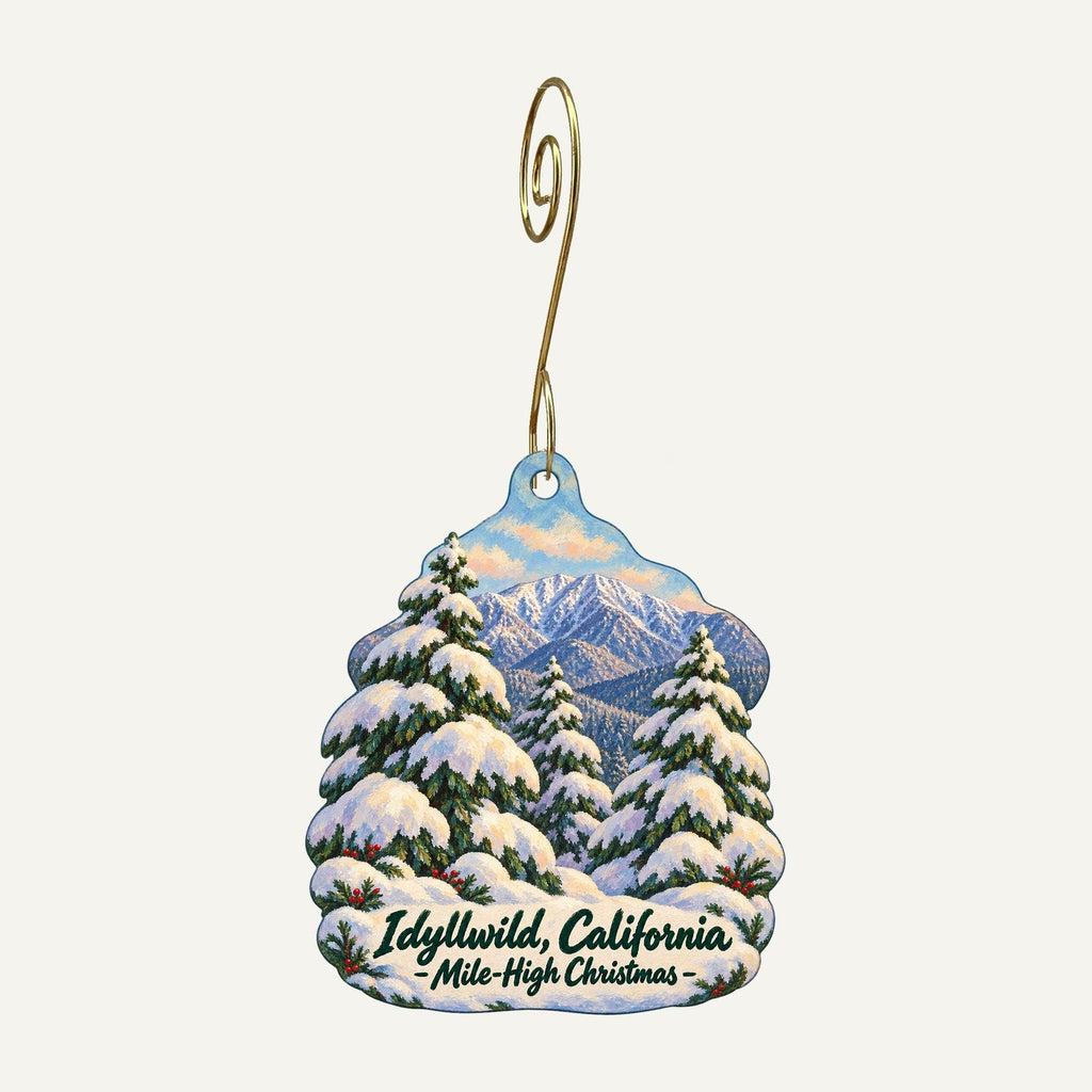 Idyllwild Gift Shop Christmas custom wood ornament OC546 hanging on hook