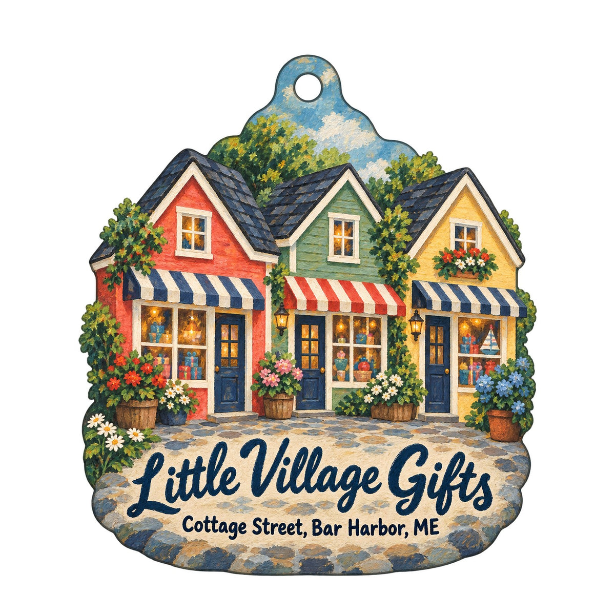 Little Village Gifts Logo custom wood ornament OC548 on white
