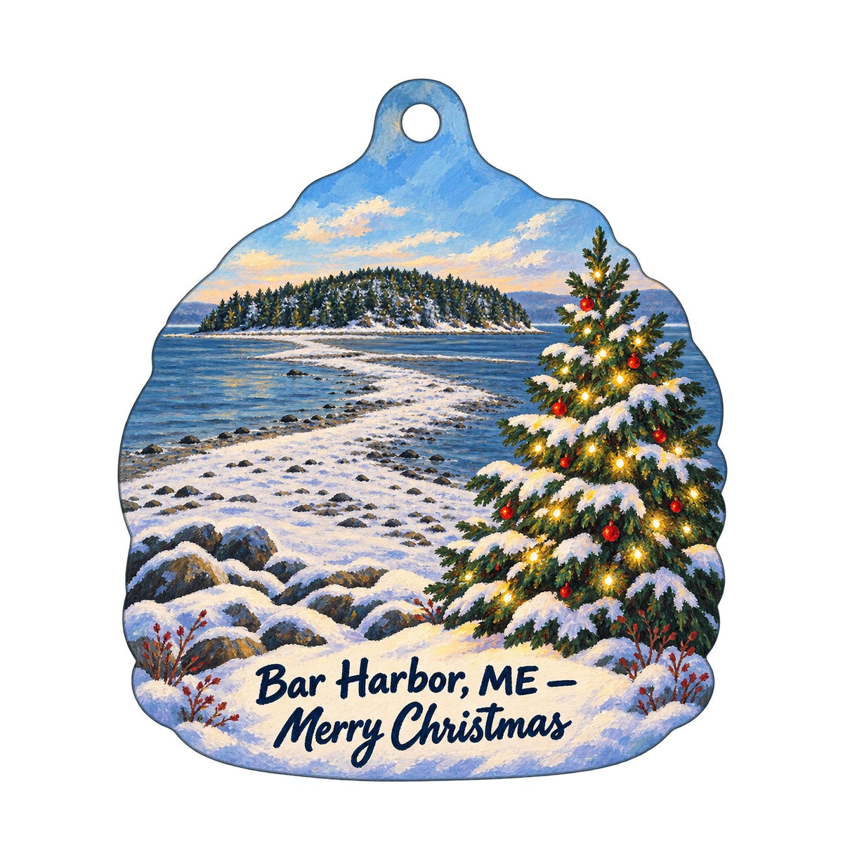 Little Village Gifts Christmas custom wood ornament OC549 on white