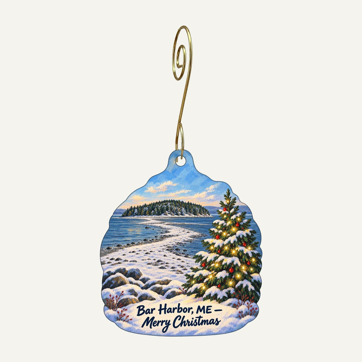 Little Village Gifts Christmas custom wood ornament OC549 hanging on hook