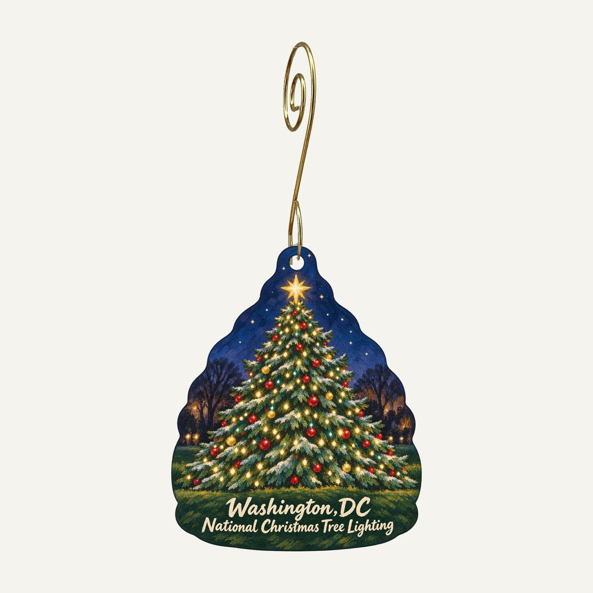 National Archives Store Christmas custom wood ornament OC54 hanging on hook