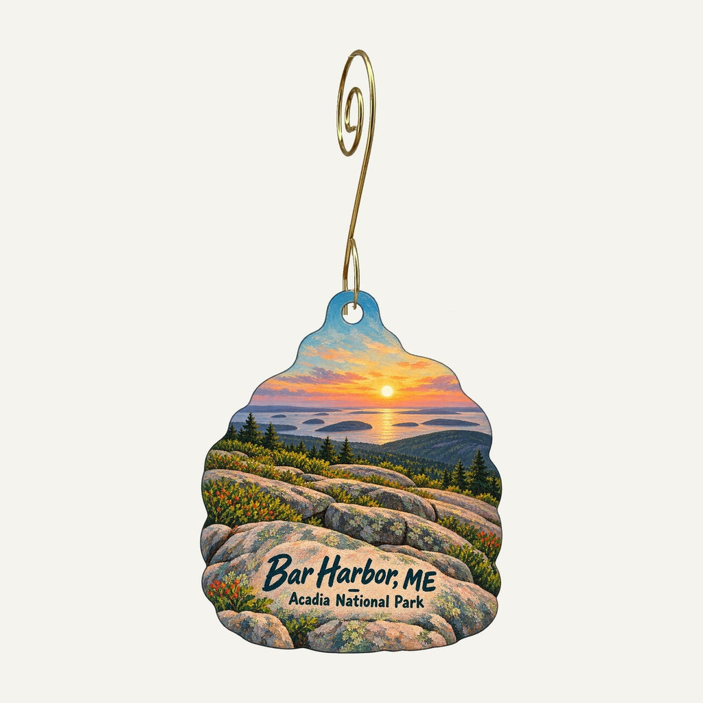 Little Village Gifts Town Icon custom wood ornament OC550 hanging on hook