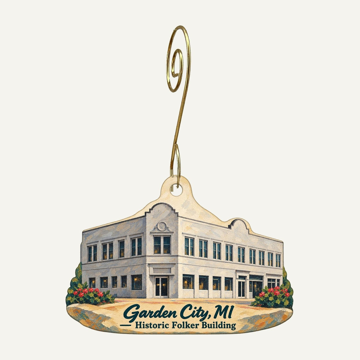 Westmon Works Town Icon custom wood ornament OC556 hanging on hook