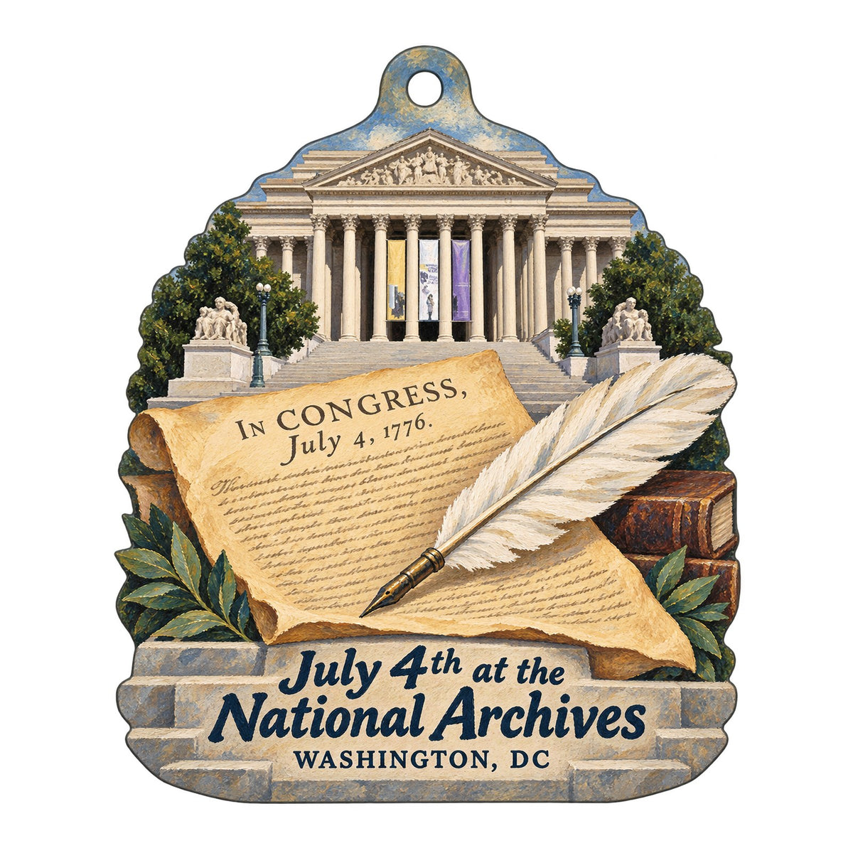 National Archives Store Town Icon custom wood ornament OC55 on white
