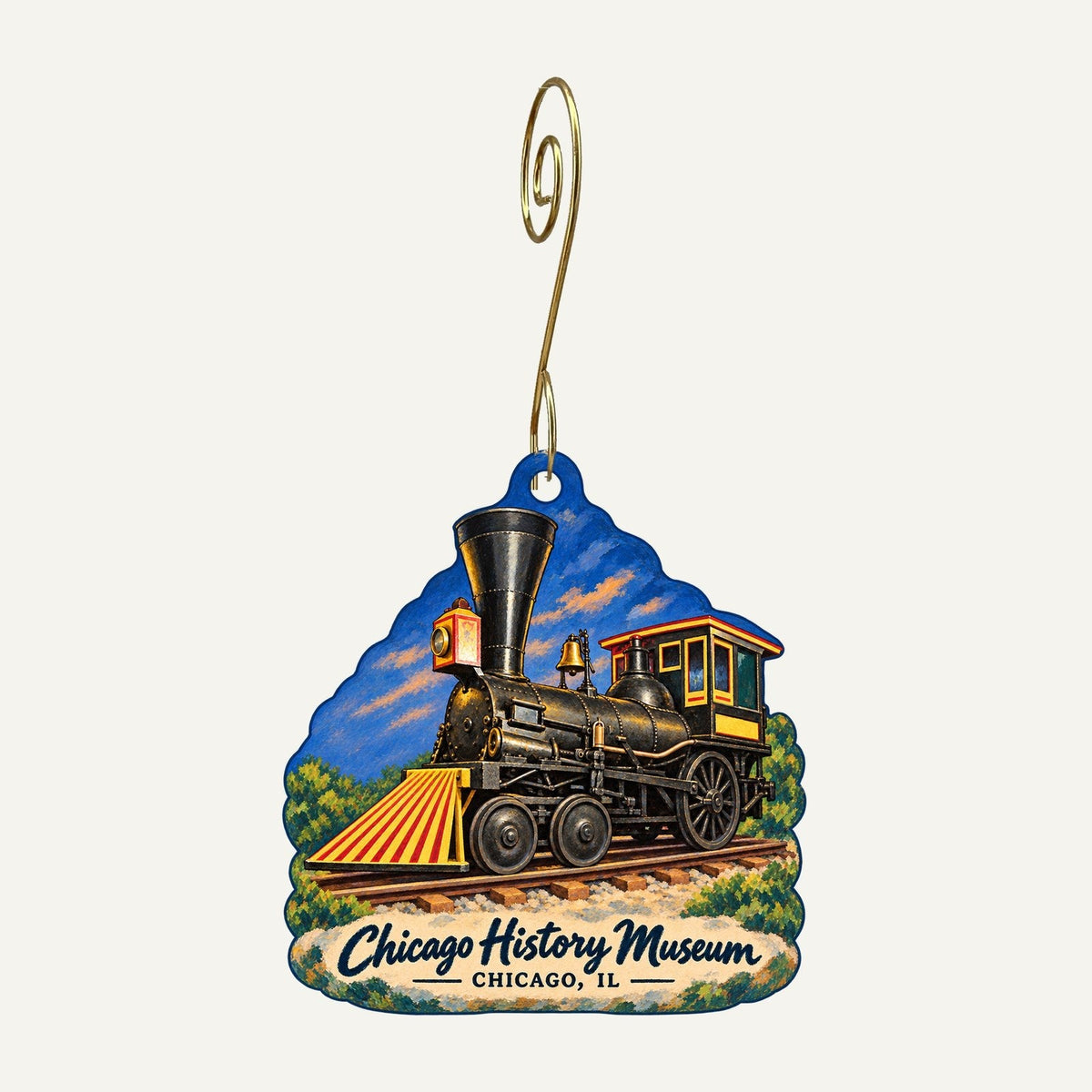 Chicago History Museum Store Logo custom wood ornament OC560 hanging on hook