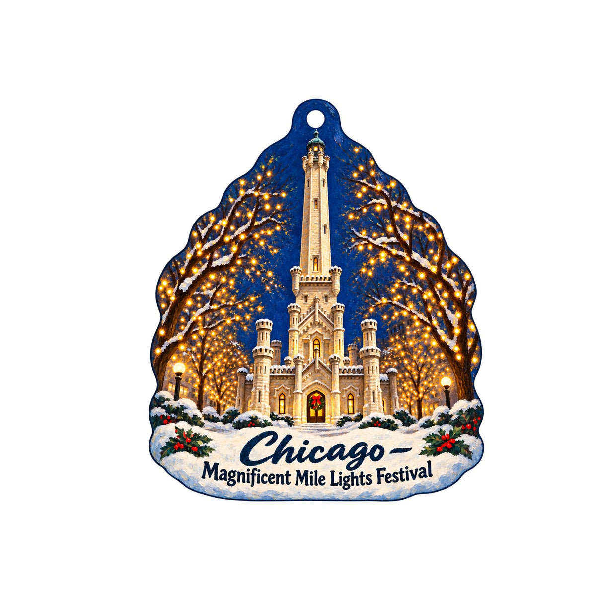 Chicago History Museum Store Christmas custom wood ornament OC561 on white