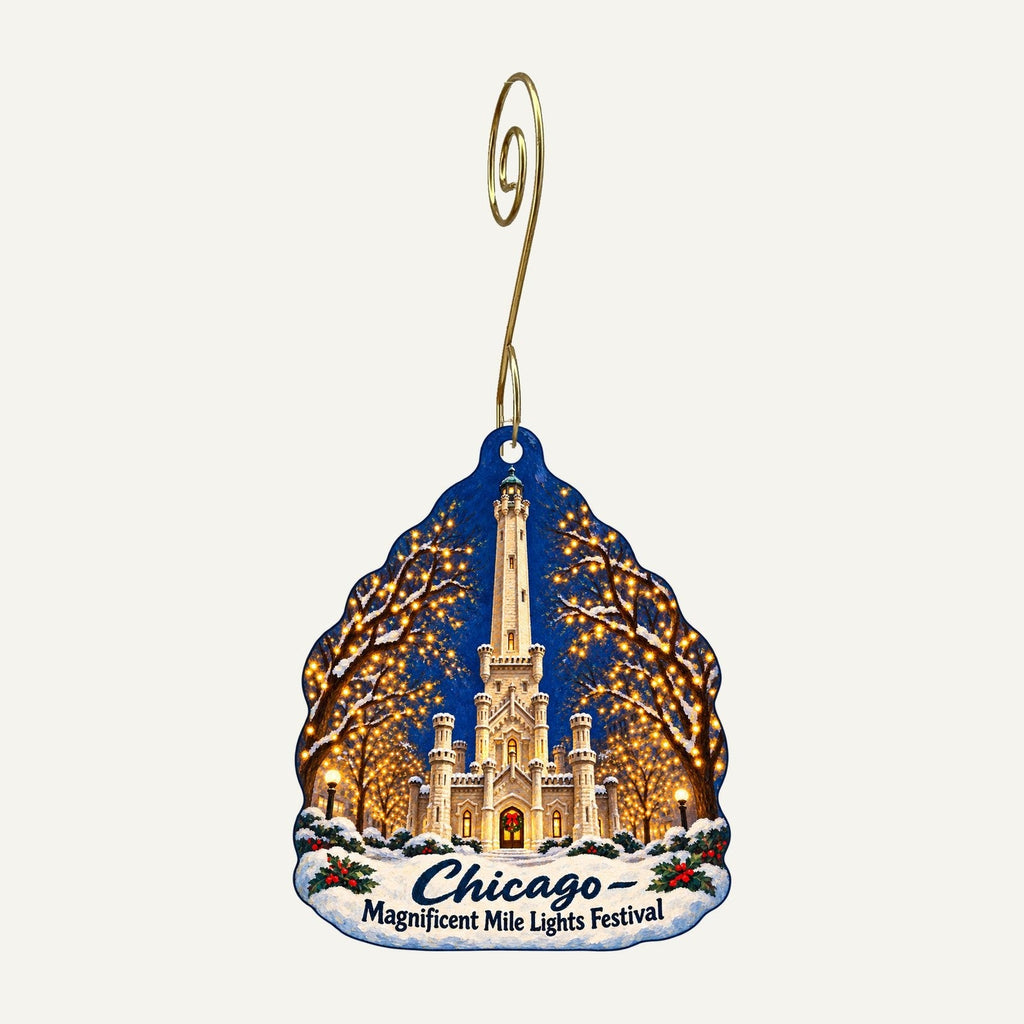 Chicago History Museum Store Christmas custom wood ornament OC561 hanging on hook