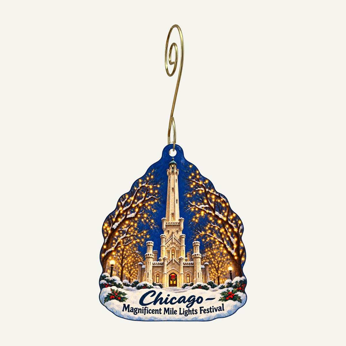 Chicago History Museum Store Christmas custom wood ornament OC561 hanging on hook