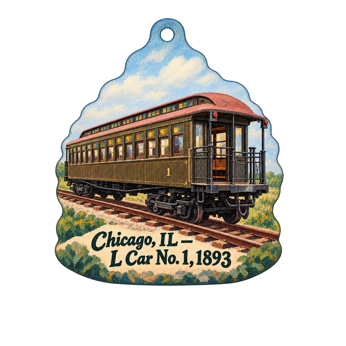 Chicago History Museum Store Town Icon custom wood ornament OC562 on white