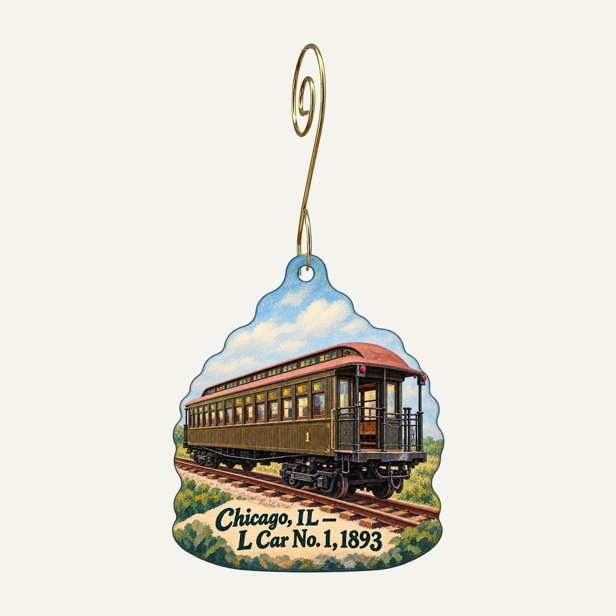 Chicago History Museum Store Town Icon custom wood ornament OC562 hanging on hook