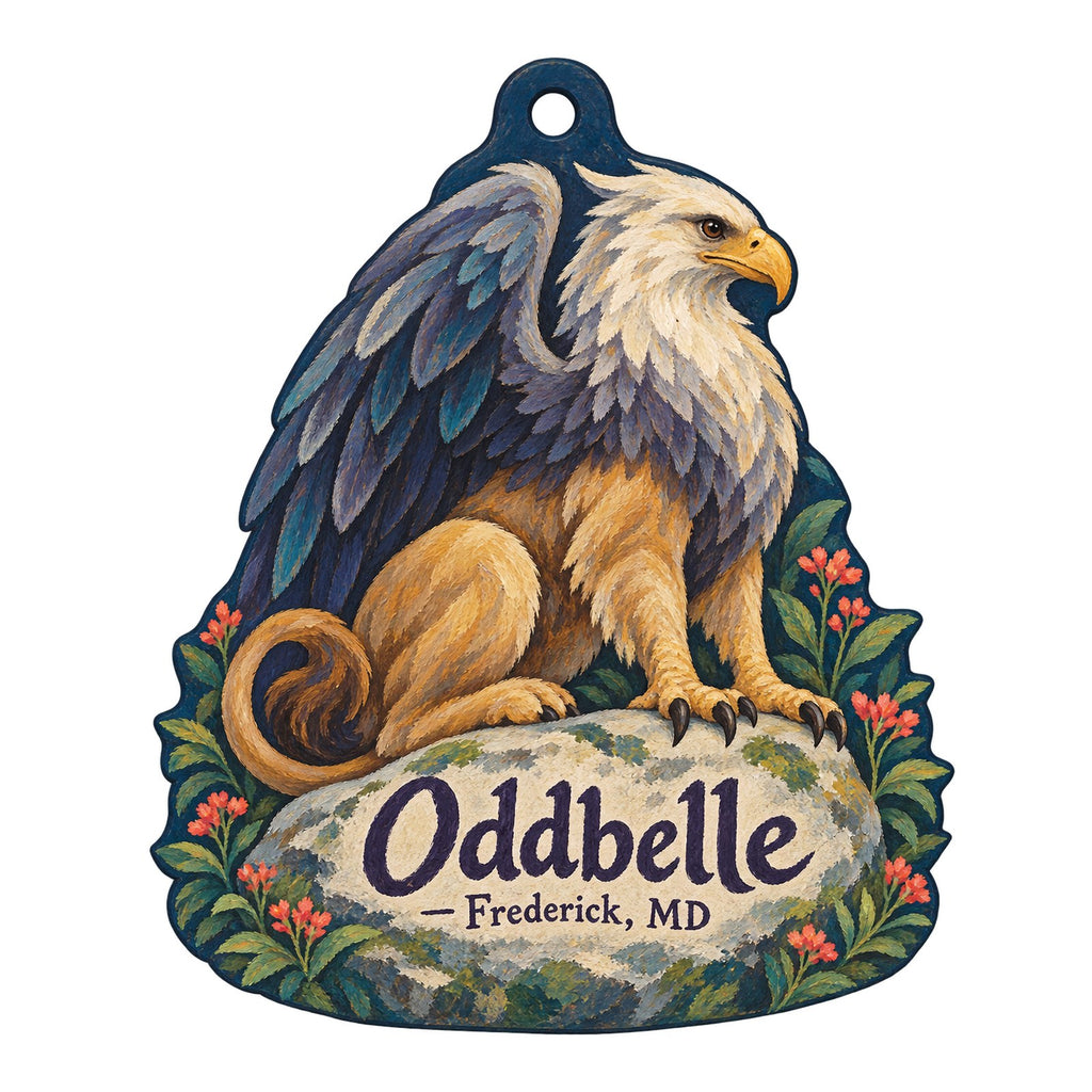 Oddbelle Logo custom wood ornament OC563 on white