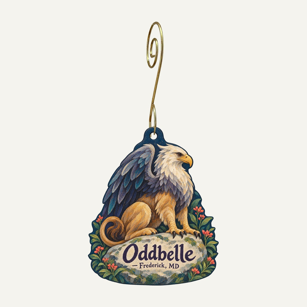 Oddbelle Logo custom wood ornament OC563 hanging on hook