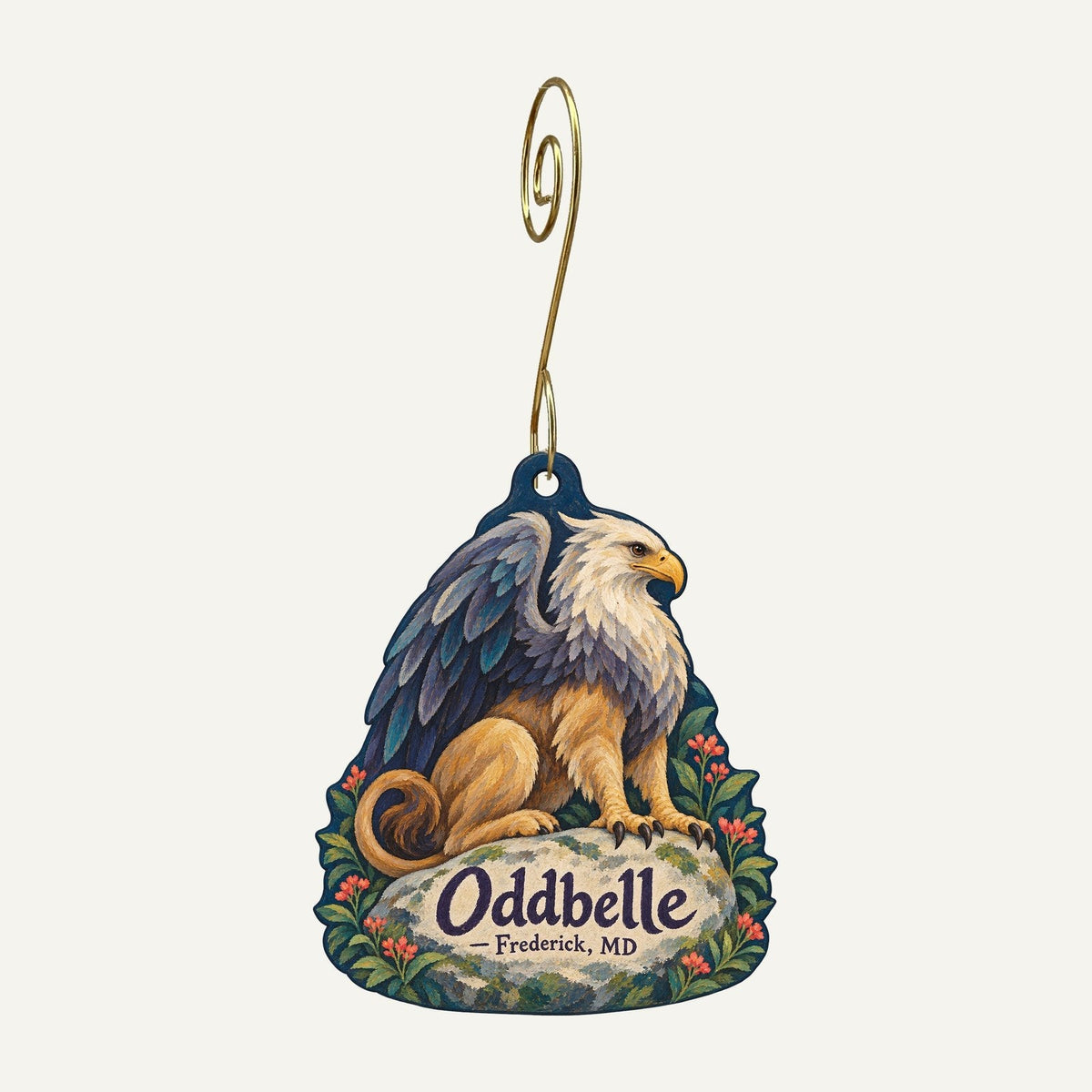 Oddbelle Logo custom wood ornament OC563 hanging on hook
