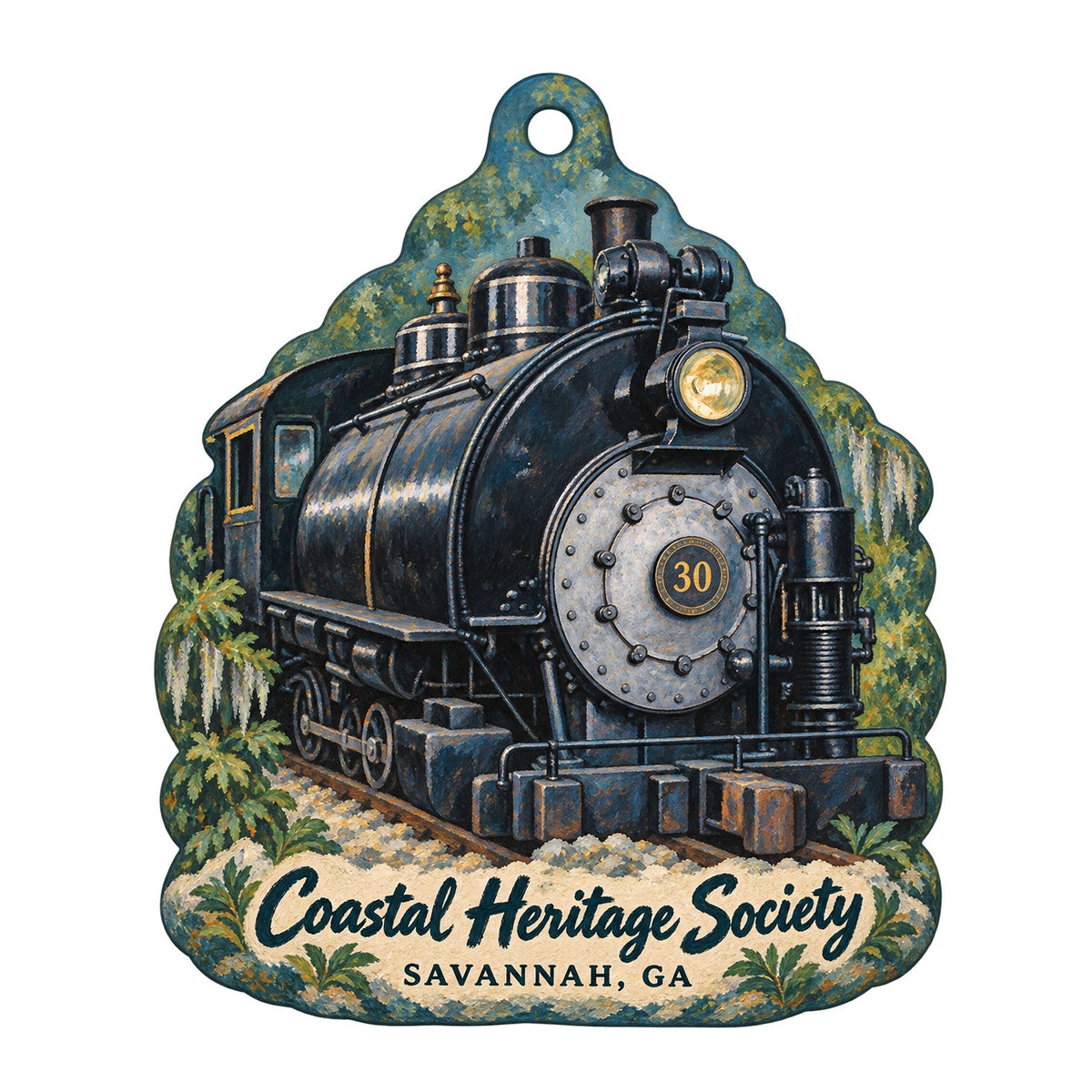 Coastal Heritage Society / Savannah History Museum Logo custom wood ornament OC566 on white