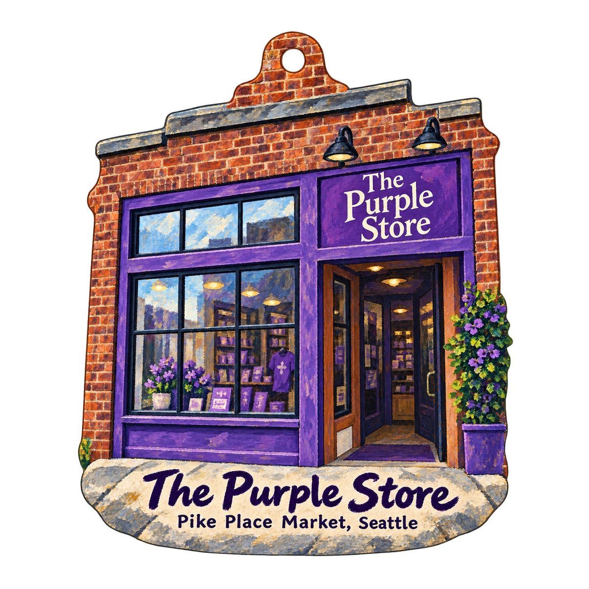 The Purple Store Logo custom wood ornament OC56 on white