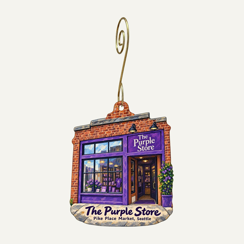 The Purple Store Logo custom wood ornament OC56 hanging on hook