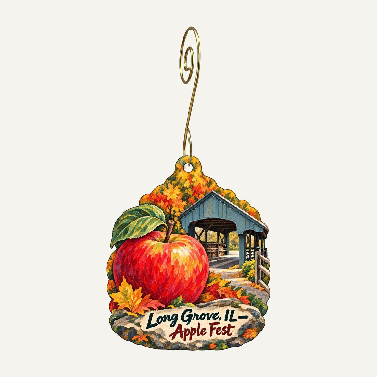Epilogue Arts Town Icon custom wood ornament OC571 hanging on hook