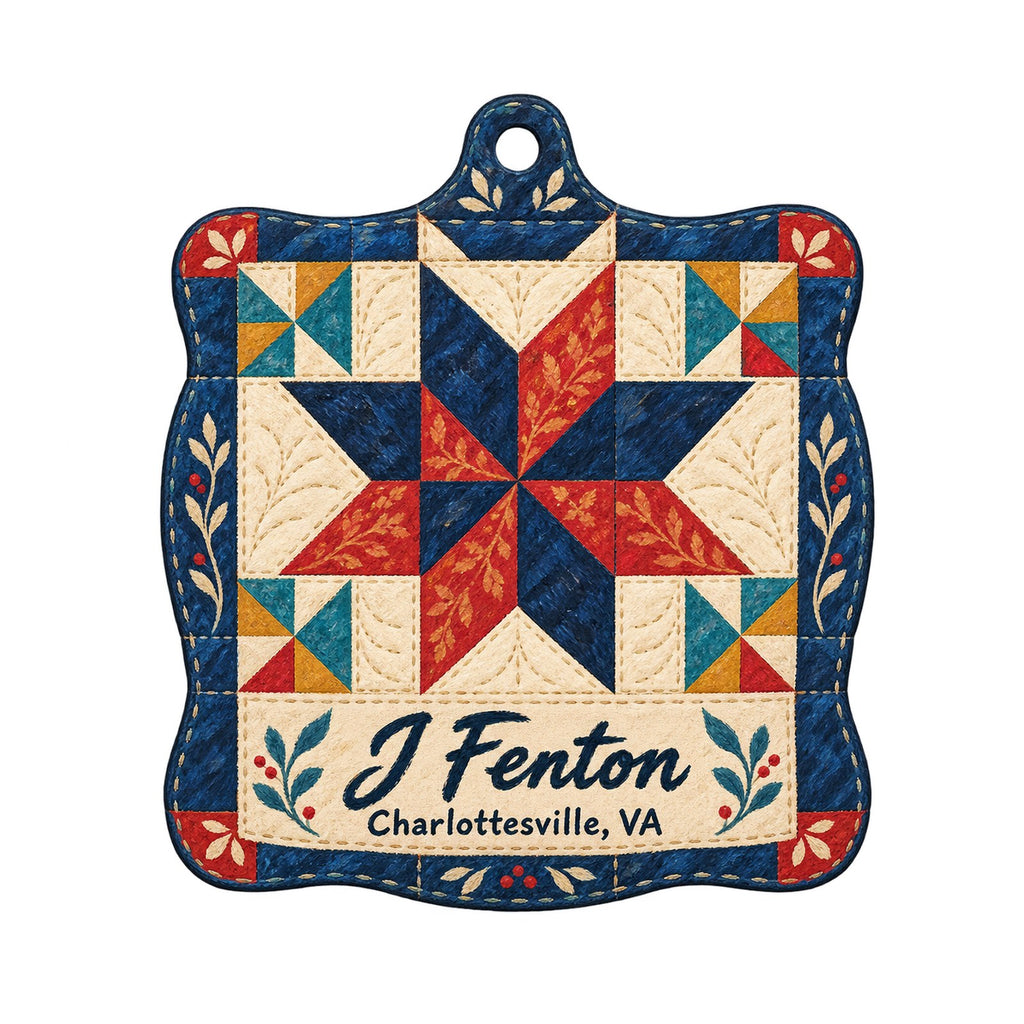 J Fenton Logo custom wood ornament OC572 on white