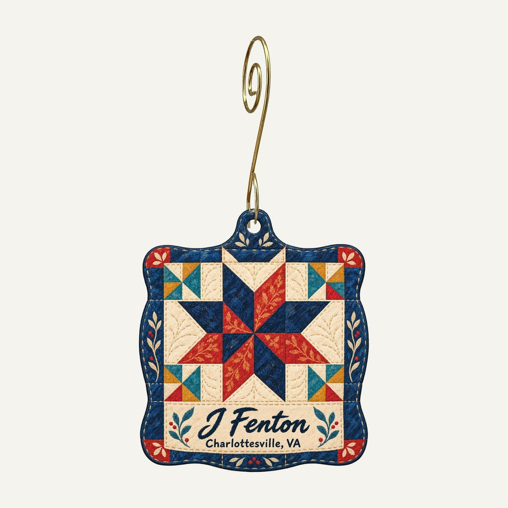 J Fenton Logo custom wood ornament OC572 hanging on hook