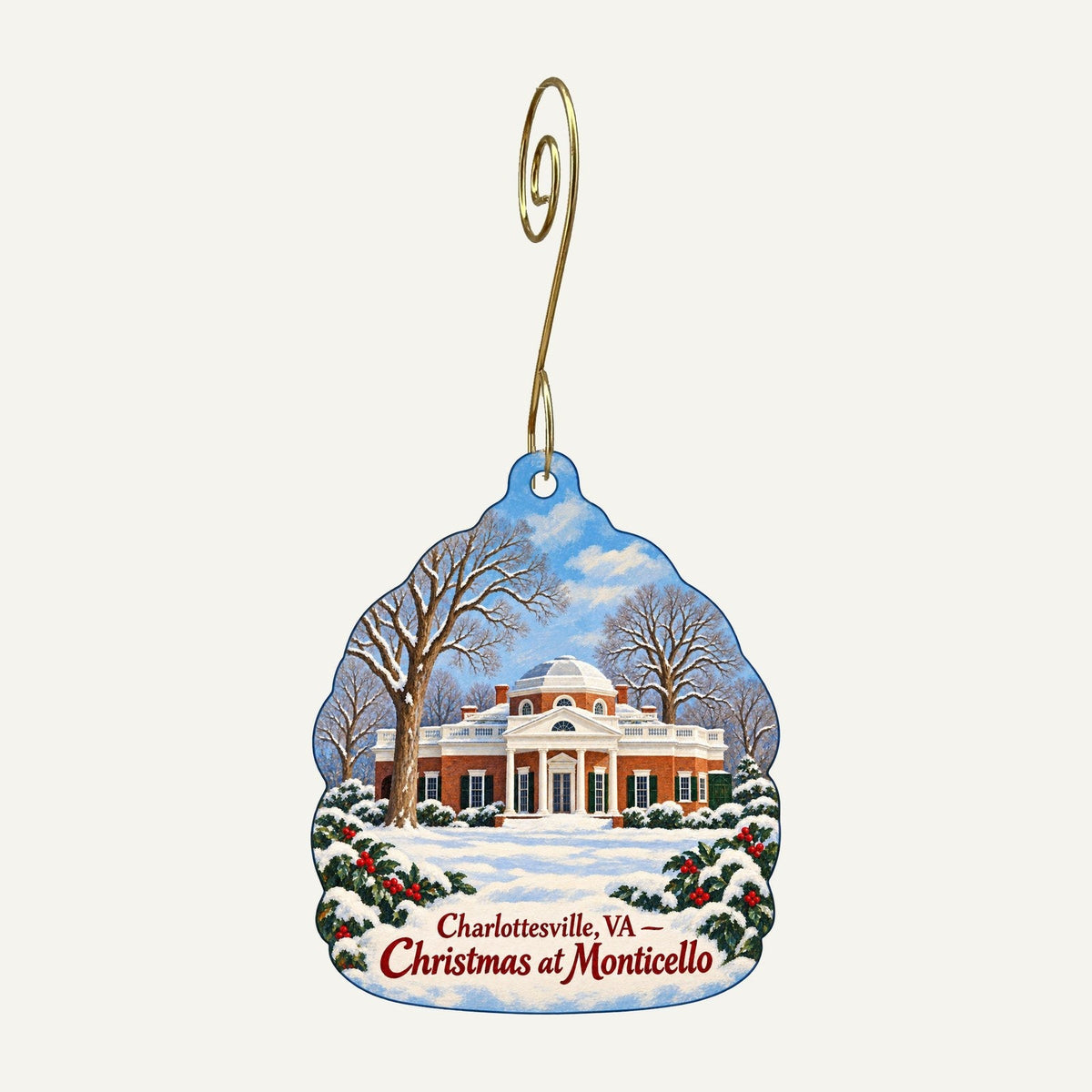 J Fenton Christmas custom wood ornament OC573 hanging on hook