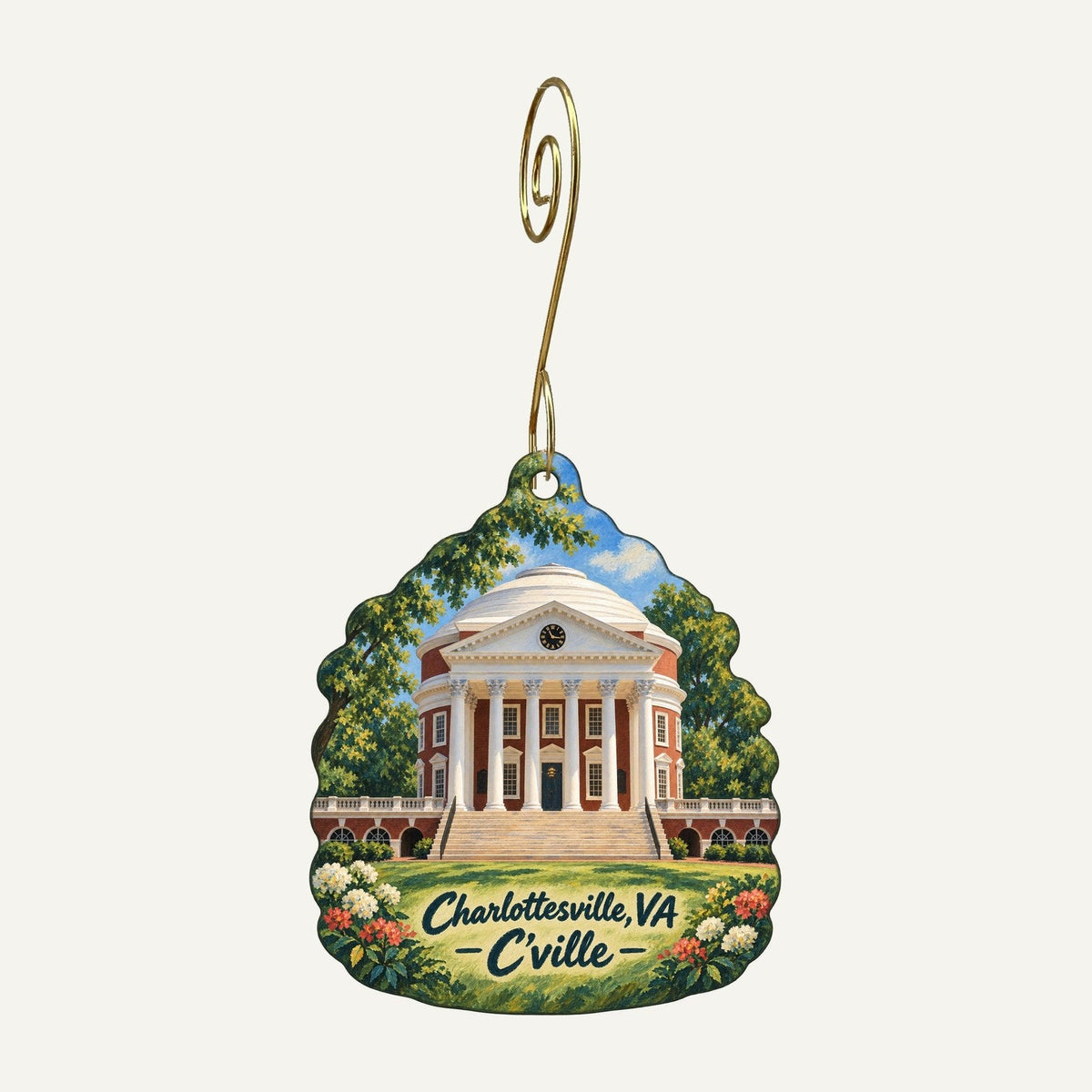 J Fenton Town Icon custom wood ornament OC574 hanging on hook