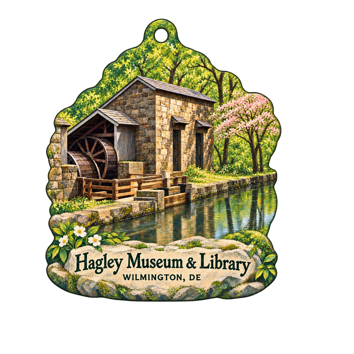 Hagley Museum Store Logo custom wood ornament OC575 on white