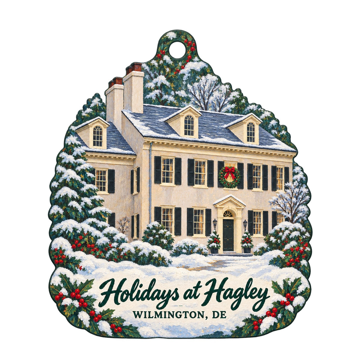 Hagley Museum Store Christmas custom wood ornament OC576 on white
