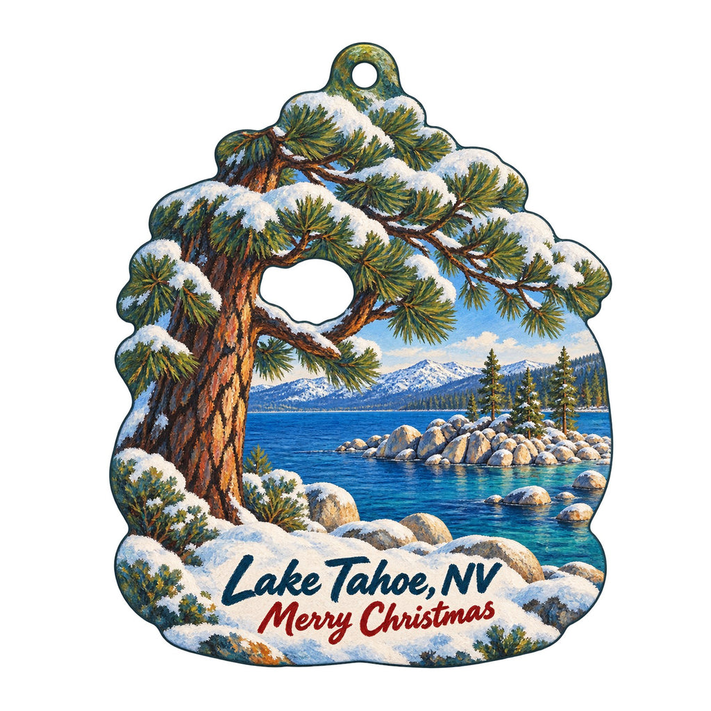 Lake Tahoe Nevada State Park Christmas custom wood ornament OC579 on white