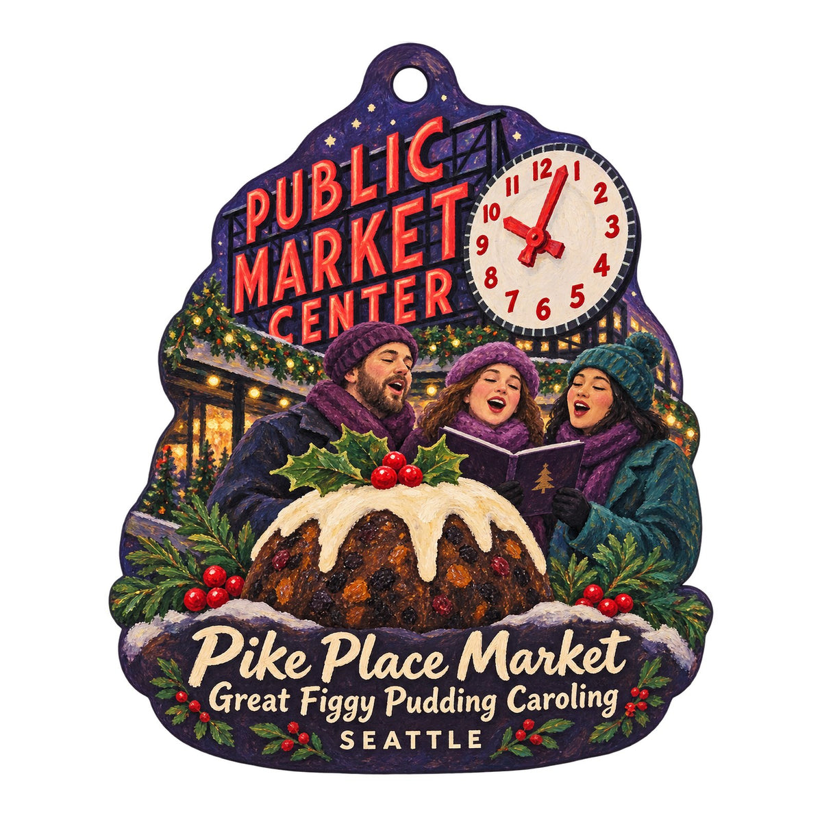 The Purple Store Christmas custom wood ornament OC57 on white