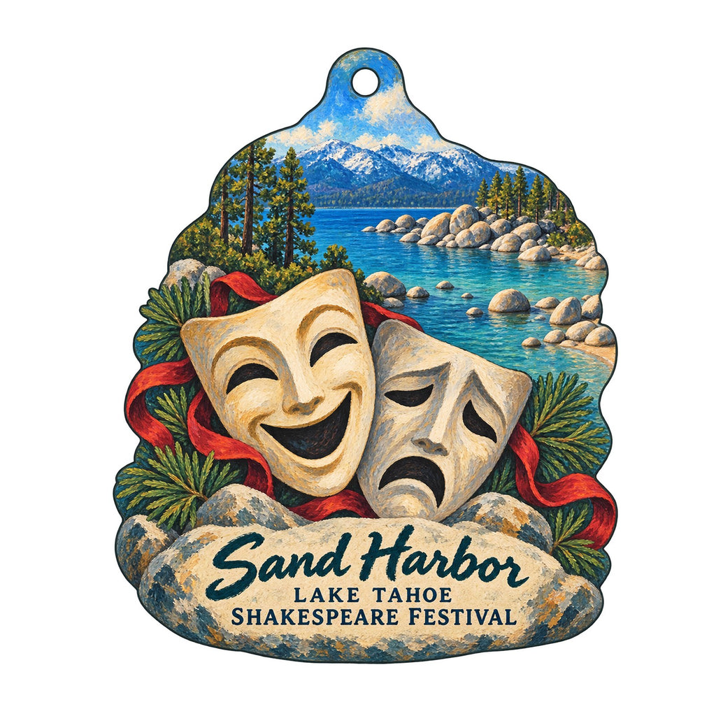 Lake Tahoe Nevada State Park Town Icon custom wood ornament OC580 on white