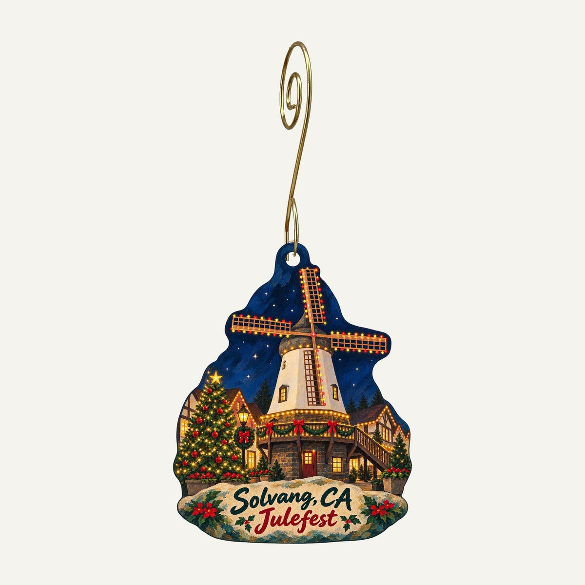 Gerda's Iron Art Gift Shop Christmas custom wood ornament OC582 hanging on hook
