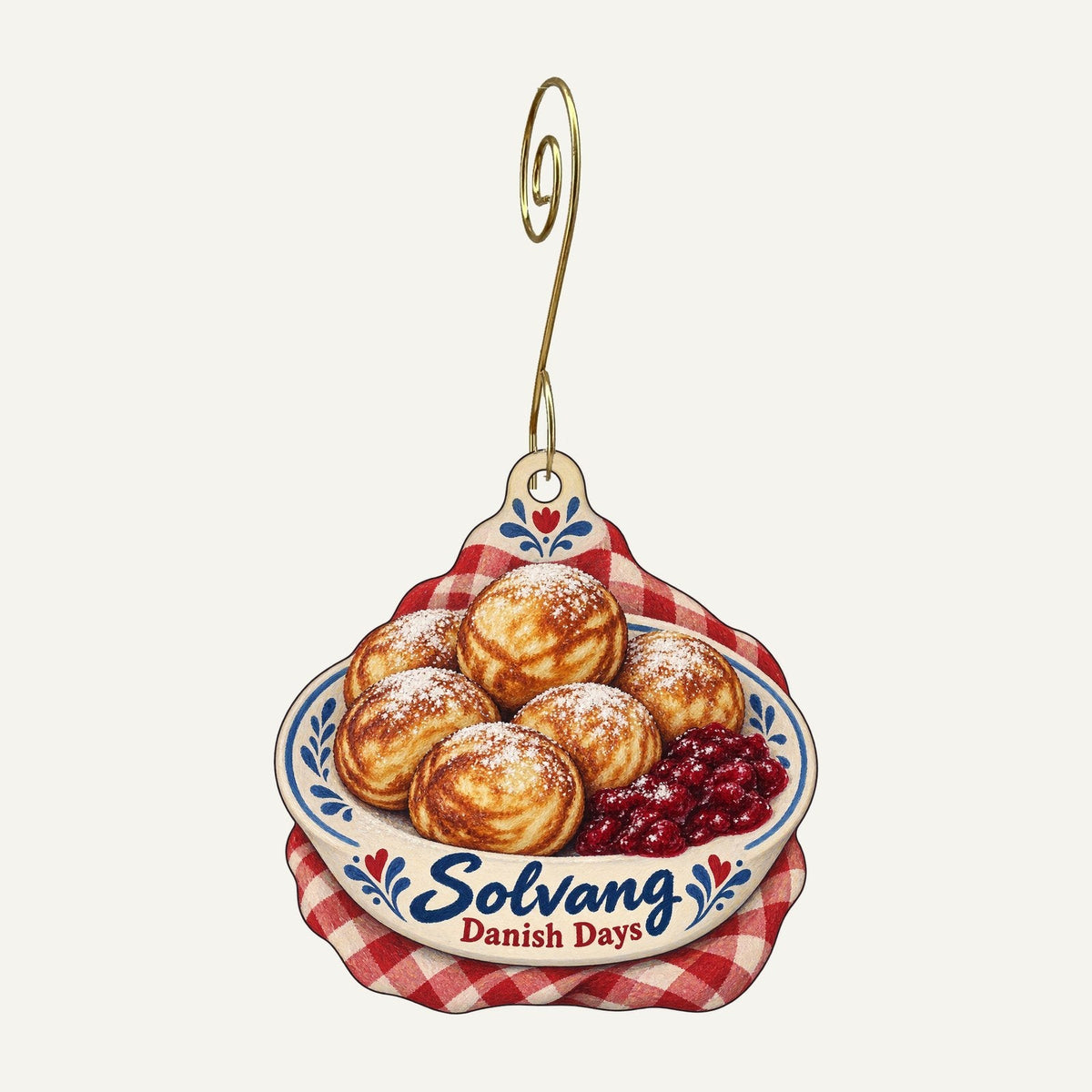 Gerda's Iron Art Gift Shop Town Icon custom wood ornament OC583 hanging on hook