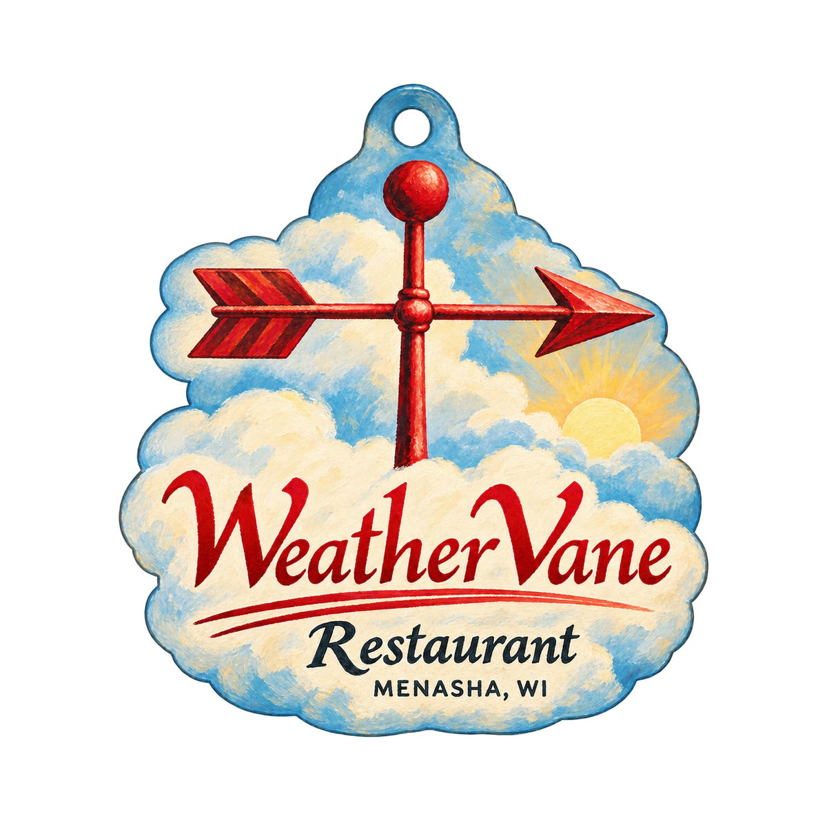 WeatherVane Restaurant Logo custom wood ornament OC584 on white