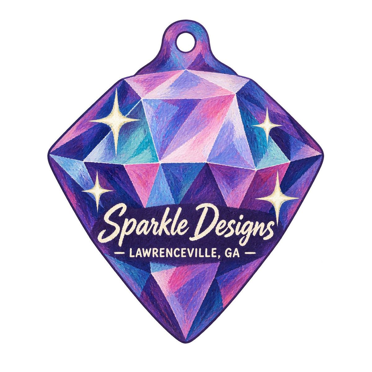 Sparkle Designs Logo custom wood ornament OC587 on white