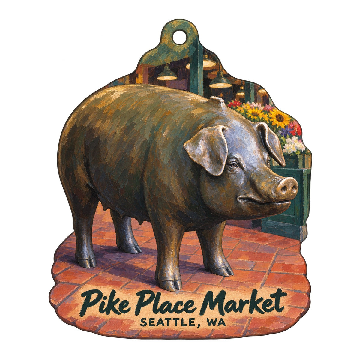 The Purple Store Town Icon custom wood ornament OC58 on white