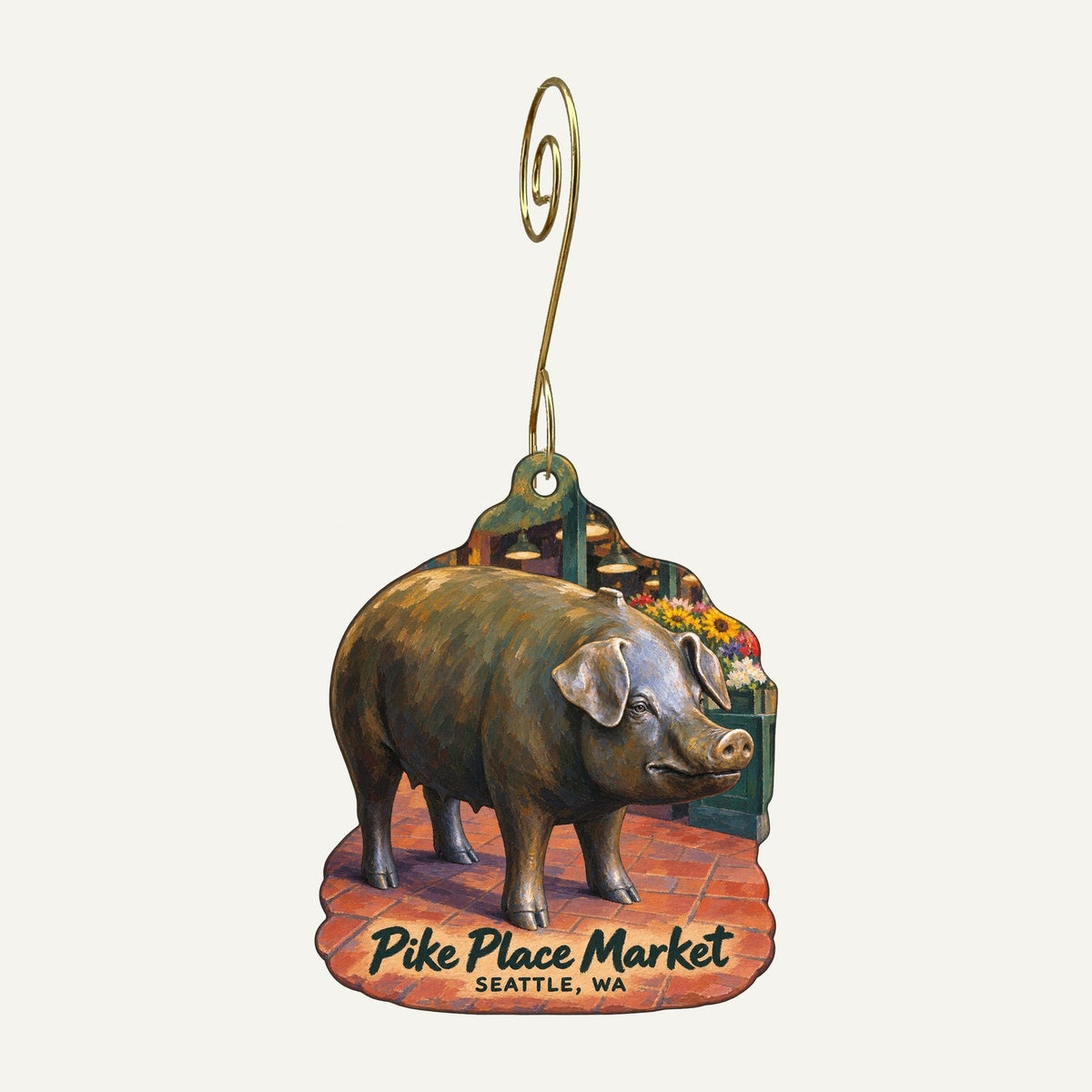 The Purple Store Town Icon custom wood ornament OC58 hanging on hook