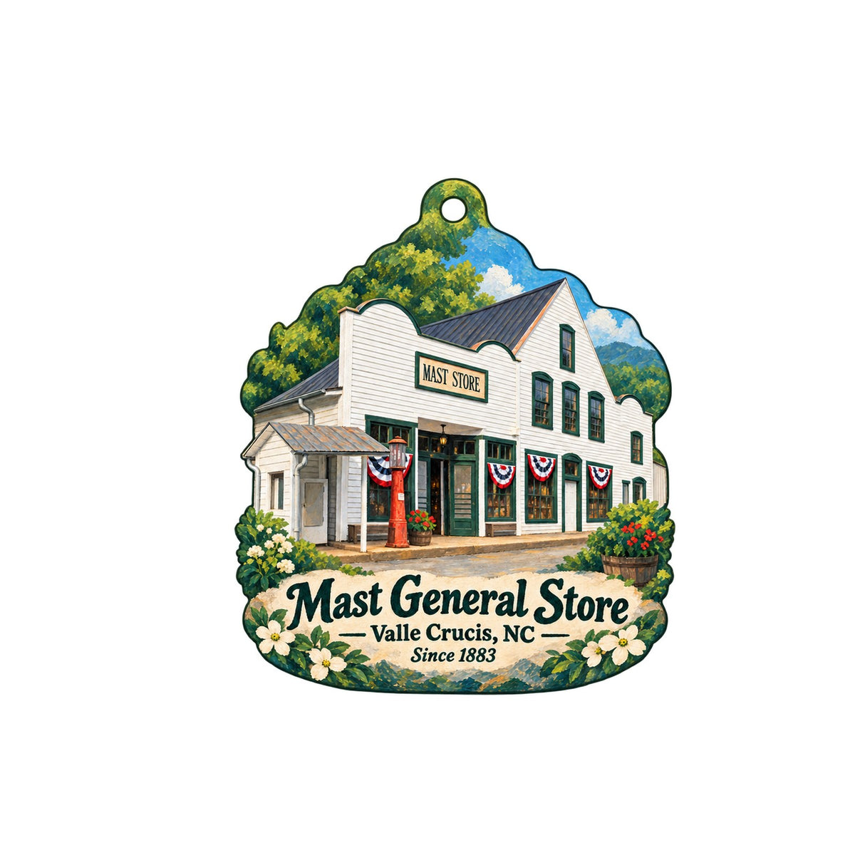 Mast General Store Logo custom wood ornament OC593 on white