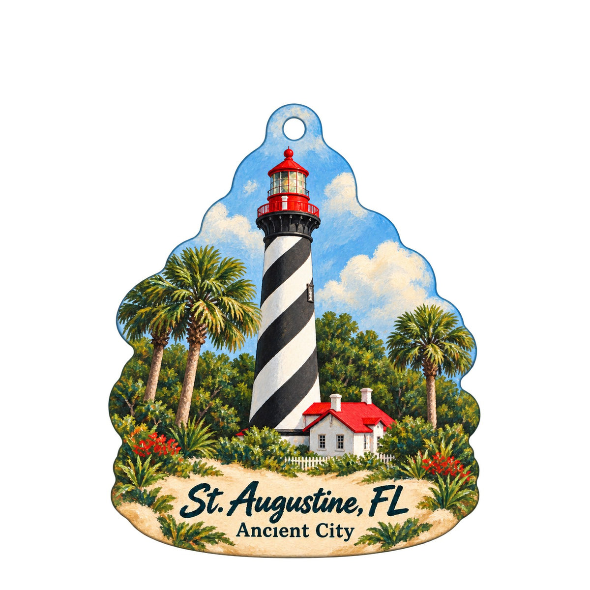 Silver Feather Jewelry and Gifts Town Icon custom wood ornament OC598 on white