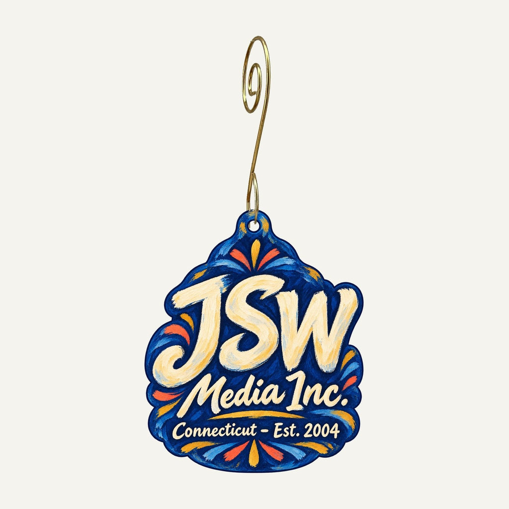 JSW Media Inc. Logo custom wood ornament OC59 hanging on hook