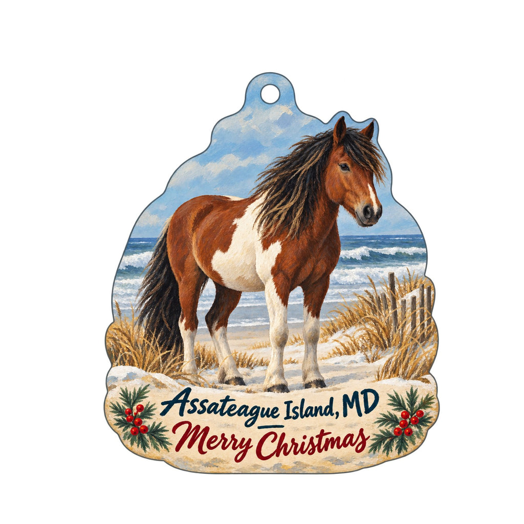 Assateague Outfitters Christmas custom wood ornament OC603 on white