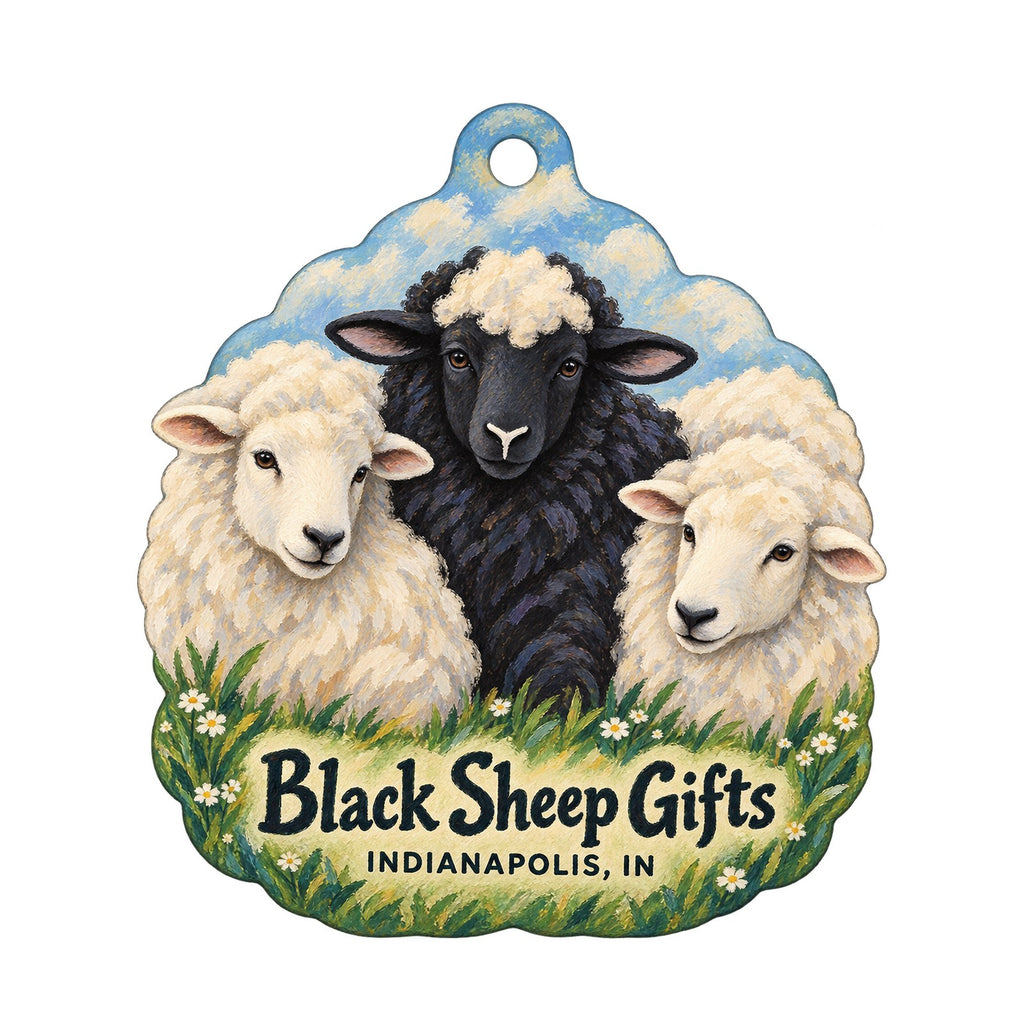 Black Sheep Gifts Logo custom wood ornament OC605 on white
