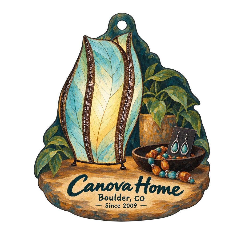Canova Home Logo custom wood ornament OC611 on white