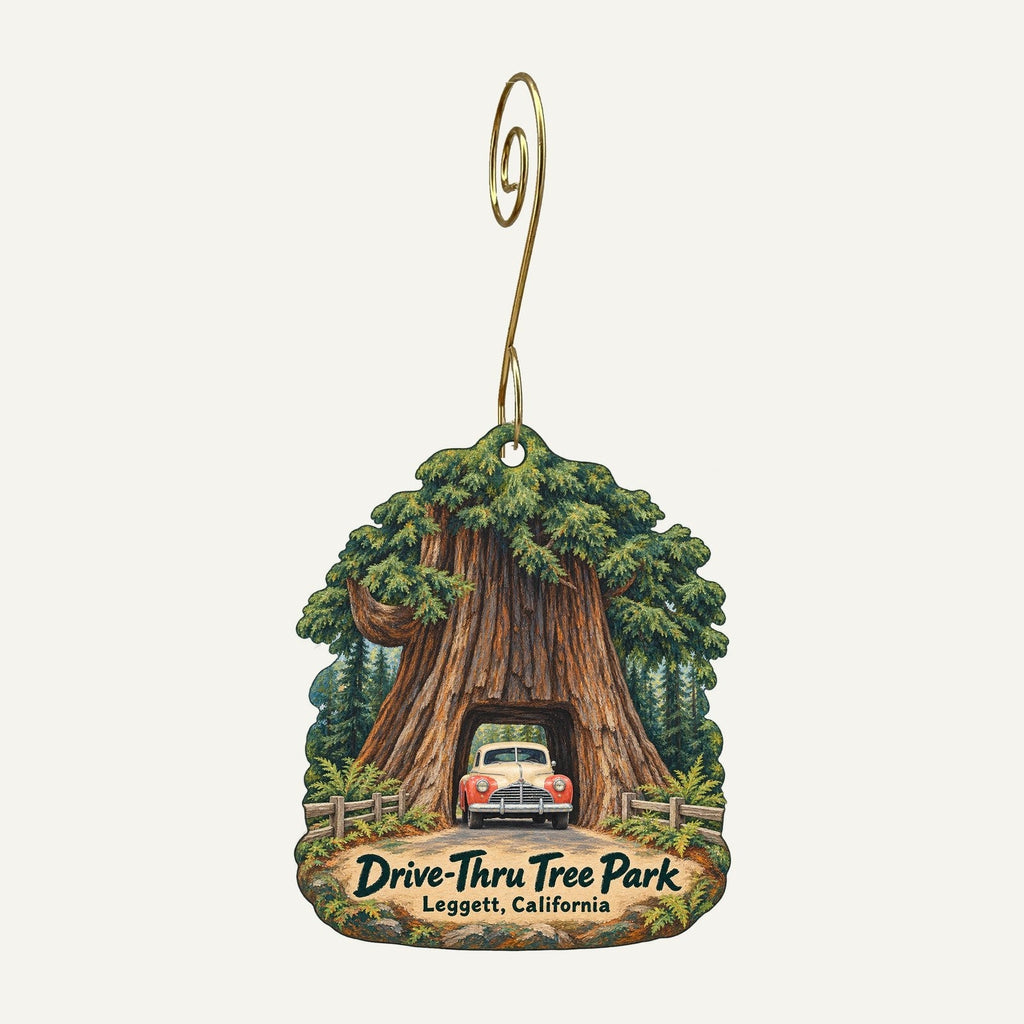 Drive-Thru Tree Park Logo custom wood ornament OC614 hanging on hook