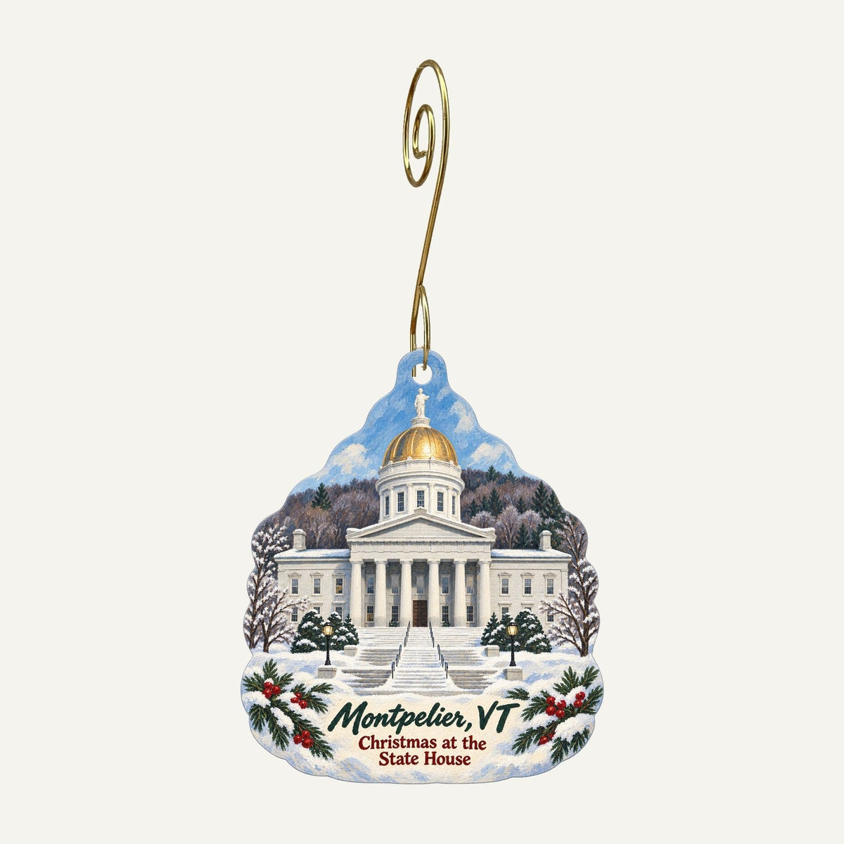 Splash Naturals Christmas custom wood ornament OC618 hanging on hook