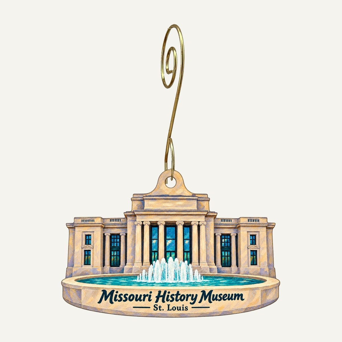 Missouri History Museum Logo custom wood ornament OC620 hanging on hook