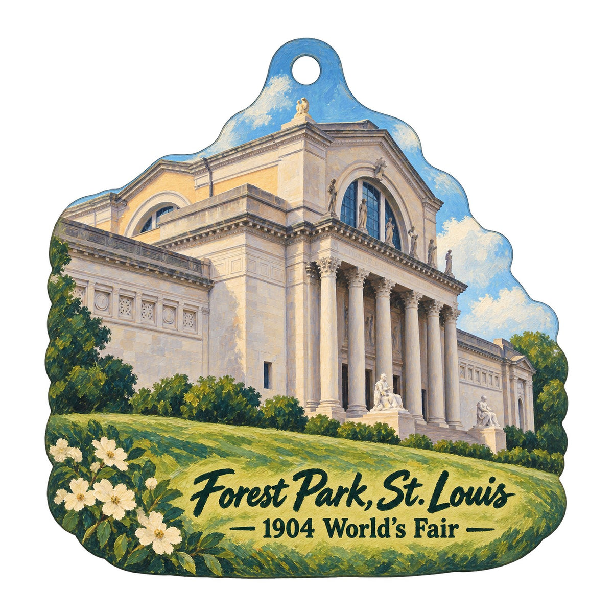 Missouri History Museum Town Icon custom wood ornament OC622 on white